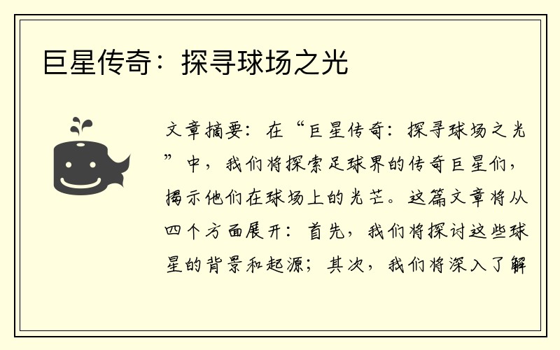 巨星传奇：探寻球场之光